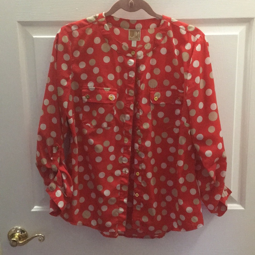 Button down polka dot blouse